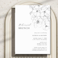 Black and White Minimalist Floral Rehearsal Brunch