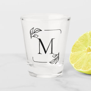 Black and White Minimalist Floral Shot Glass