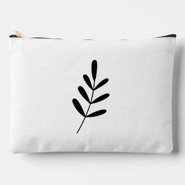 Black and White Minimalist Greenery  Accessory Pouch (Front)