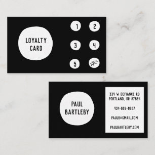 Black and White Minimalist Handmade Spots 5 Loyalty Card