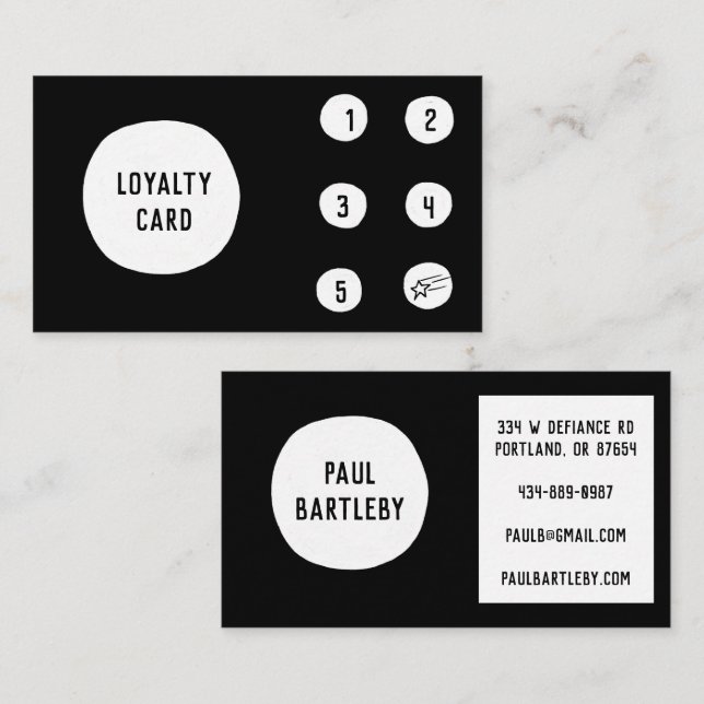 Black and White Minimalist Handmade Spots 5 Loyalty Card (Front/Back)