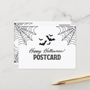 Black and White Minimalist Happy Halloween Holiday Postcard