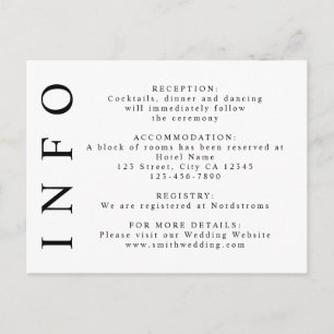 Black and White Minimalist Info Insert Postcard