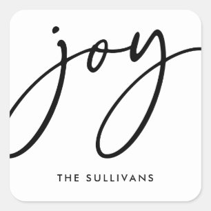Black and White Minimalist Joy Holiday Sticker