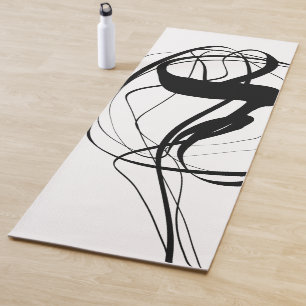 Black and White Minimalist Lines Yoga Mat