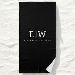 Black and White Minimalist Modern Monogram Beach Towel<br><div class="desc">Introducing our Black and White Minimalist Modern Monogram Collection: Embrace simplicity and sophistication with our minimalist designs, curated to elevate your style effortlessly. Crafted with a keen eye for modern aesthetics, this collection features sleek black and white designs accentuated by personalised monograms. From chic stationery to versatile accessories, our collection...</div>