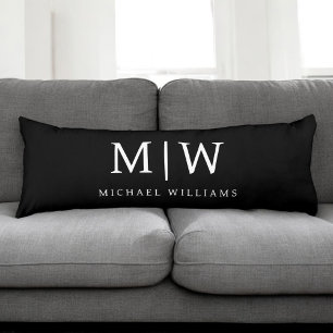 Black and White Minimalist Modern Monogram Body Cushion