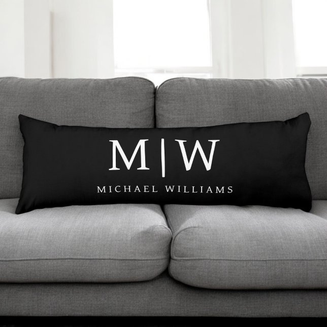 Black and White Minimalist Modern Monogram Body Cushion (Creator Uploaded)