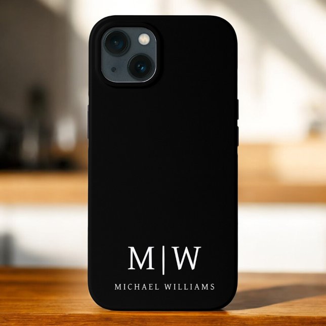 Black and White Minimalist Modern Monogram Case-Mate iPhone Case (Creator Uploaded)