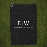 Black and White Minimalist Modern Monogram Golf Towel<br><div class="desc">Introducing our Black and White Minimalist Modern Monogram Collection: Embrace simplicity and sophistication with our minimalist designs, curated to elevate your style effortlessly. Crafted with a keen eye for modern aesthetics, this collection features sleek black and white designs accentuated by personalised monograms. From chic stationery to versatile accessories, our collection...</div>