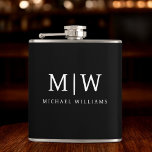 Black and White Minimalist Modern Monogram Hip Flask<br><div class="desc">Introducing our Black and White Minimalist Modern Monogram Collection: Embrace simplicity and sophistication with our minimalist designs, curated to elevate your style effortlessly. Crafted with a keen eye for modern aesthetics, this collection features sleek black and white designs accentuated by personalised monograms. From chic stationery to versatile accessories, our collection...</div>