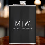 Black and White Minimalist Modern Monogram Hip Flask<br><div class="desc">Introducing our Black and White Minimalist Modern Monogram Collection: Embrace simplicity and sophistication with our minimalist designs, curated to elevate your style effortlessly. Crafted with a keen eye for modern aesthetics, this collection features sleek black and white designs accentuated by personalised monograms. From chic stationery to versatile accessories, our collection...</div>