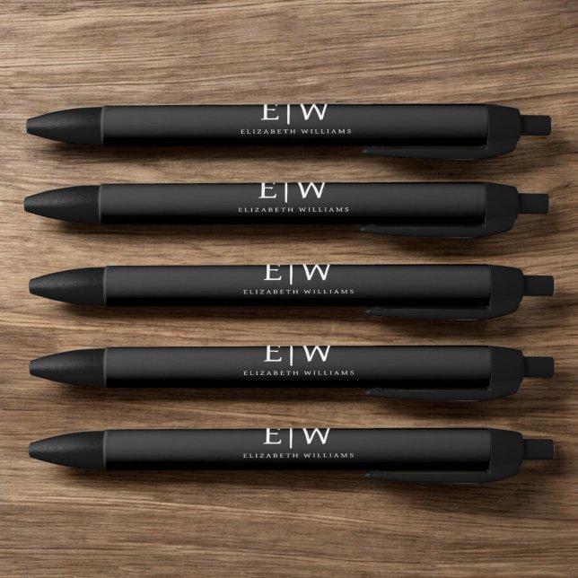 Black and White Minimalist Modern Monogram Ink Pen (Creator Uploaded)