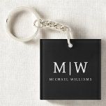 Black and White Minimalist Modern Monogram Key Ring<br><div class="desc">Introducing our Black and White Minimalist Modern Monogram Collection: Embrace simplicity and sophistication with our minimalist designs, curated to elevate your style effortlessly. Crafted with a keen eye for modern aesthetics, this collection features sleek black and white designs accentuated by personalised monograms. From chic stationery to versatile accessories, our collection...</div>