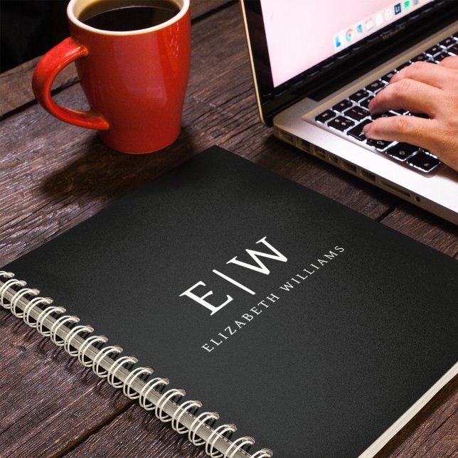 Black and White Minimalist Modern Monogram Notebook (Creator Uploaded)