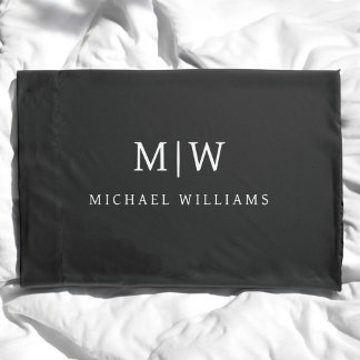Black and White Minimalist Modern Monogram Pillowcase