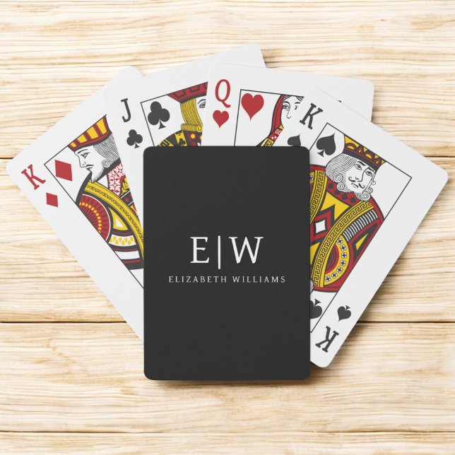 Black and White Minimalist Modern Monogram Playing Cards (Creator Uploaded)