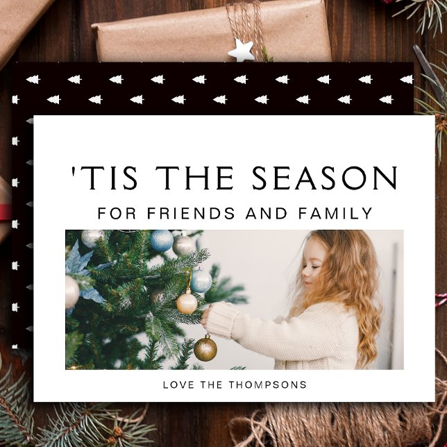 Black and White Minimalist Modern Photo Christmas Holiday Card (Creator Uploaded)