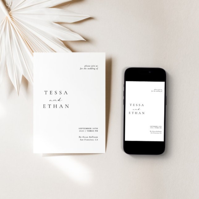 Black and White Minimalist Modern Wedding Invitation (Creator Uploaded)