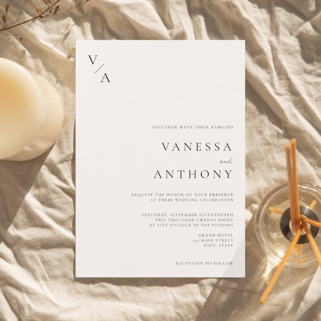  Black and White Minimalist Modern Wedding Invitation (Creator Uploaded)