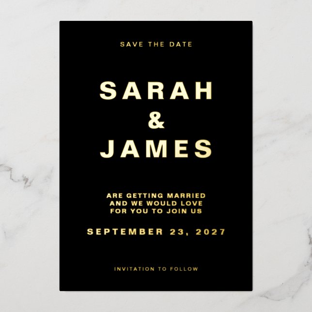 Black and White Minimalist Modern Wedding Save The (Front)