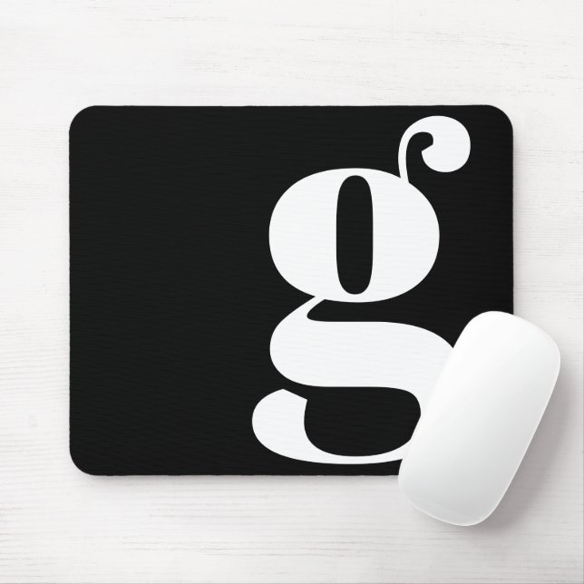 Black and White Minimalist Monogram Mouse Mat (With Mouse)