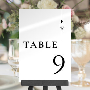 Black And White Minimalist Monogram Table Number