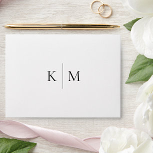 Black and White Minimalist Monogram Wedding Envelope
