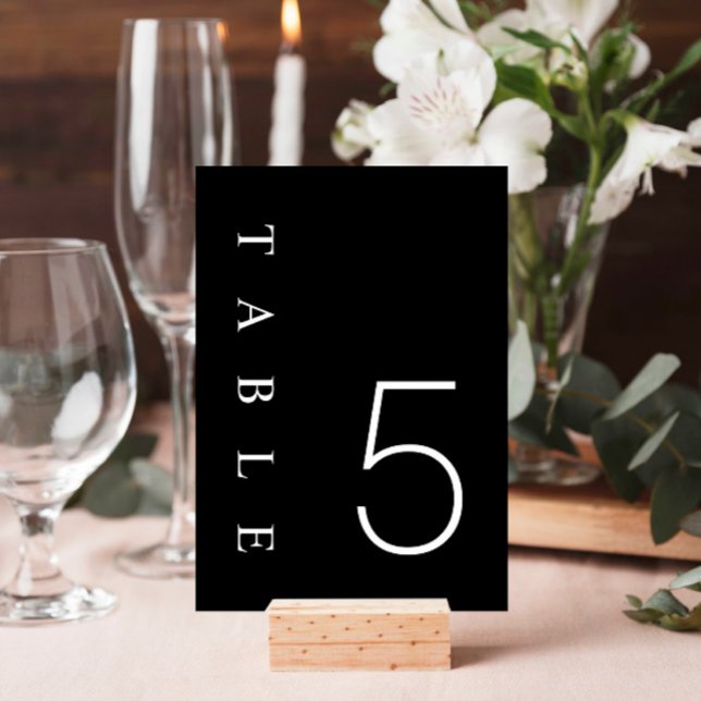 Black and White Minimalist Numbers Table Card (Creator Uploaded)