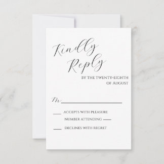 Black and White Minimalist Reply Card
