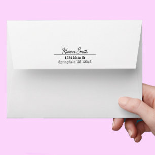 Black and white minimalist return address envelope