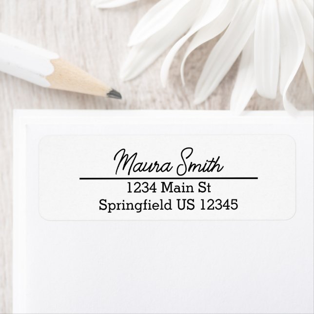 Black and white minimalist return address labels (Insitu)