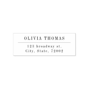 Black and white minimalist return address self-inking stamp