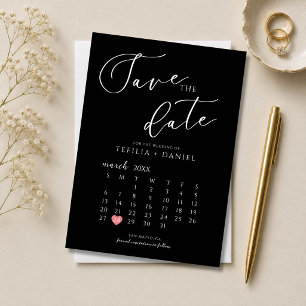 Black and White Minimalist Save The Date Calendar Invitation