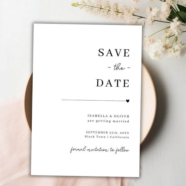 Black and White Minimalist Save the Date Invitation (Black and White Minimalist Save the Date Invitation)