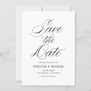 Black and White Minimalist Script Save The Date