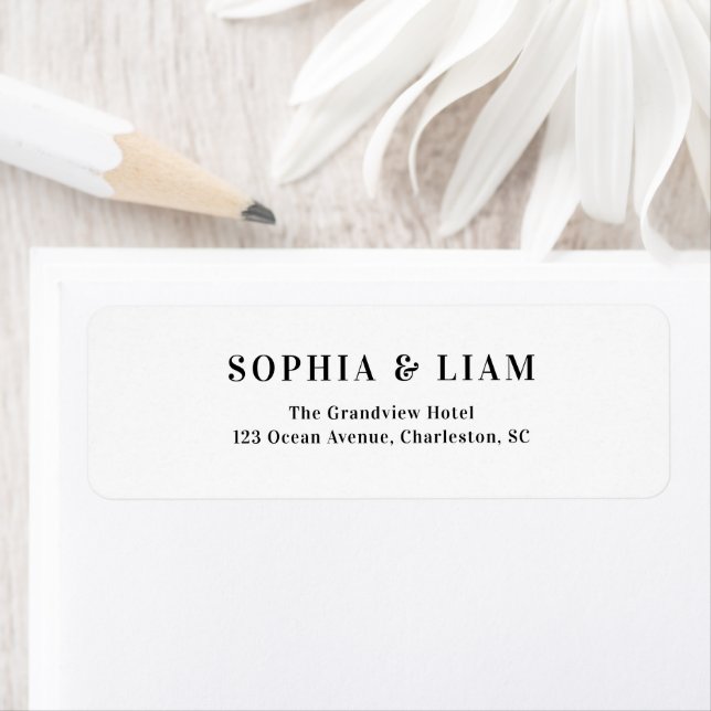 Black and White Minimalist Script Wedding Address  (Insitu)