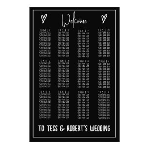 Black and White Minimalist Seating Chart Print