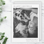 Black and White Minimalist Simple Christmas Photo Holiday Card<br><div class="desc">A stylish minimal photo holiday card with classic typography "Season's Greetings" in black on a clean simple minimalist white background and a soft dove gray feature color on the reverse. The photo, holiday greeting and name can be easily customized for a personal touch. A simple, minimalist and contemporary christmas design...</div>
