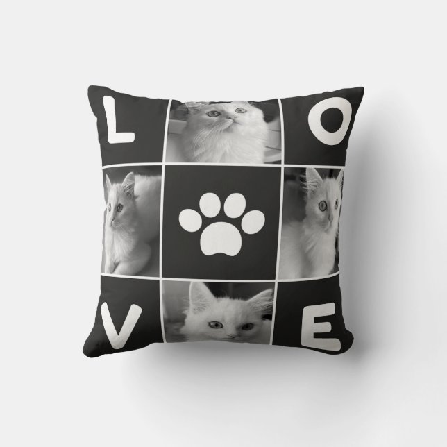 Black and White Minimalist Simple Love Square  Cushion (Back)