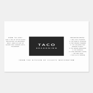 Black and White Minimalist Spice Blend Gift Label