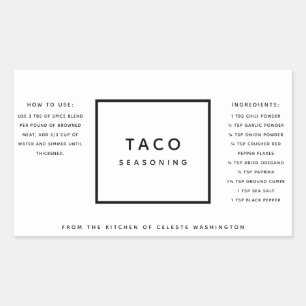 Black and White Minimalist Spice Blend Gift Label