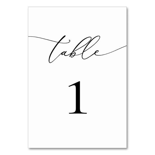 Black and White Minimalist Table Number (Front)