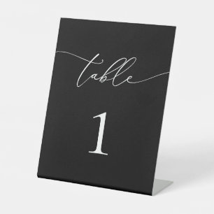 Black and White Minimalist Table Number Pedestal Sign