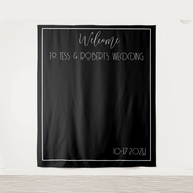 Black and White Minimalist  Tapestry (Front)