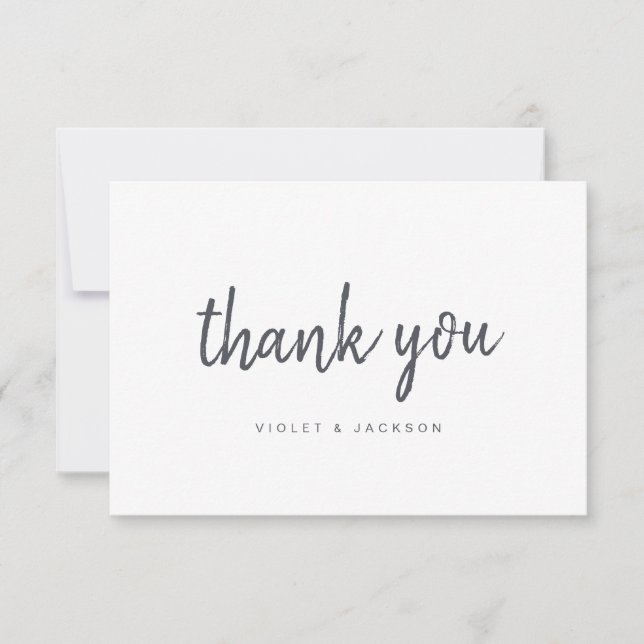 Black and white minimalist thank you script card (Front)