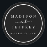 Black and White Minimalist Wedding Classic Round Sticker<br><div class="desc">I take pride in all my designs, If you have any questions, want custom changes made to the design, or want coordinating items to match & need me to create it, please contact Megan with Emma Sue Bow-tique directly at megan@emmasuebowtique.com . Zazzle is now offering digital files, however if you...</div>
