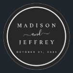 Black and White Minimalist Wedding Classic Round Sticker<br><div class="desc">I take pride in all my designs, If you have any questions, want custom changes made to the design, or want coordinating items to match & need me to create it, please contact Megan with Emma Sue Bow-tique directly at megan@emmasuebowtique.com . Zazzle is now offering digital files, however if you...</div>