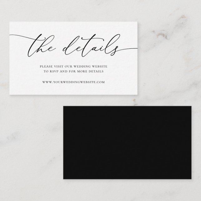 Black and White Minimalist Wedding Enclosure Card (Front/Back)