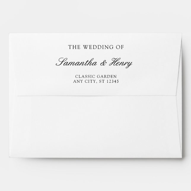 Black and White Minimalist Wedding Envelope (Back (Top Flap))